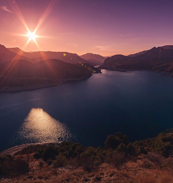 couché de soleil kayak serre poncon